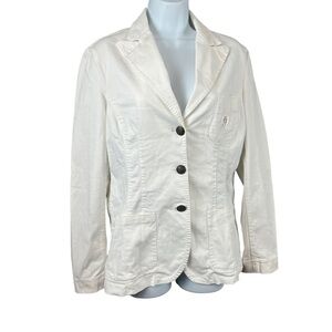 GANT - White Womens Denim Jean Blazer Jacket with Embroidered Insignia US 10